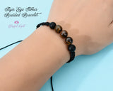 Tiger Eye Gemstone Beaded Braided Bracelets .