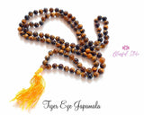 108 Beads Natural Gemstone Pure TigerEye Stones Japa Mala 8mm - www.blissfulagate.com