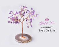 Rose Quartz Agate Coaster Base Gemstone Bonsai Tree - www.blissfulagate.com