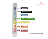 Selenite Seven Chakra Engraved Wand - www.blissfulagate.com