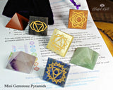 Seven Chakra Gemstones Mini Pyramids Set - www.blissfulagate.com