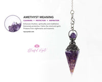 Orgonite Amethyst Chipstone Cone Resin Boho Style Pendulum - www.blissfulagate.com