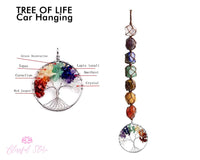 7 Chakra Tree Of Life Tumbled Gemstone Tassel Car Hanging - www.blissfulagate.com