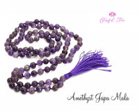 Natural Gemstone Pure Amethyst Stones Japa Mala 8mm