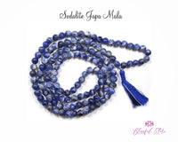 108 Beads Natural Gemstone Pure Sodalite Stones Japa Mala 8mm - www.blissfulagate.com