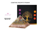 Rose Quartz Crystal Gemstone Tree of Life EMF Pyramids.