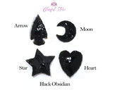 Crescent Moon Hand Carved Obsidian Gemstone - www.blissfulagate.com