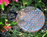 Black Tourmaline Flower of Life Orgone ( Silver Chakra ) Water Charging Plate / Coaster