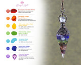 Orgonite Seven Chakra Chipstone Cone Resin Boho Style Pendulum - www.blissfulagate.com