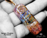 Seven Chakra Healing Pendant with Copper Wire Orgone Pendant