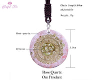 Rose Quartz Om Orgonite Pendant - www.blissfulagate.com