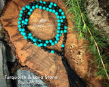 Turquoise And Lava Stone 108 Beads Japa Mala