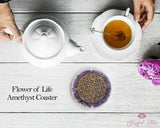 Amethyst Flower Of Life Crystal Water Charging Plate / Coaster - www.blissfulagate.com