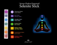 Selenite Seven Chakra Engraved Color Stick - www.blissfulagate.com