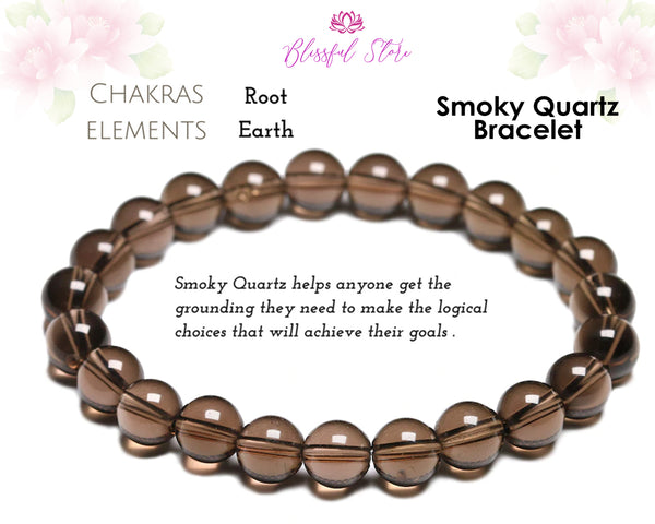 Smoky Quartz Bracelet for Stress & Anxiety - 8mm Beads