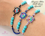 Turquoise Beads Colorful Turtle Stretch Bracelets .