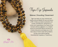 108 Beads Natural Gemstone Pure TigerEye Stones Japa Mala 8mm - www.blissfulagate.com