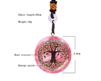 Rose Quartz Tree Of Life Orgonite Pendant - www.blissfulagate.com