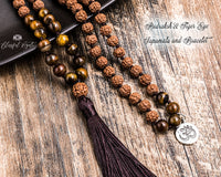 Tiger Eye and Rudraksha Beads Mix Japa Mala & Bracelet