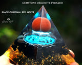 Black Obsidian with Red Jasper Sphere Crystal Gemstone EMF Pyramids.