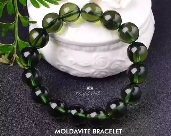 Moldavite (bead) bracelet w Rudraksha, Libyan Desert Glass healing crystal  | eBay