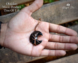 Tree Of Life Obsidian Crescent Moon Pendant. - www.blissfulagate.com