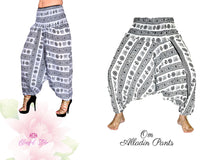 Om Printed Pants Om Aladdin Harem Pants Cotton Pants Harem Aum Printed Aladdin Pants Printed Harems Boho Pants Aladdin Pants