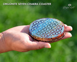 Seven Chakra Flower of Life Orgone Water Charging Plate / Coaster - www.blissfulagate.com