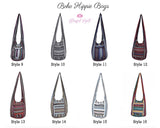 Pack of 12 Boho Hippie Bags Shoulder Handbags Fashion canvas Hippie Crossbody Bags Bohemian Hobo Bags