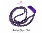 Natural Gemstone Pure Amethyst Stones Japa Mala 8mm