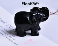 Carved Healing Crystal Guardian Elephant Pocket Gemstone Figurines Statues 1.5" or 2" - www.blissfulagate.com