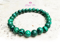 Genuine Malachite Bracelet Hand Made Bracelet 8mm