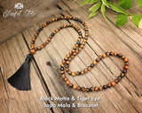 Tiger Eye and Black Matte Mix 108 Mala Bracelet Combo