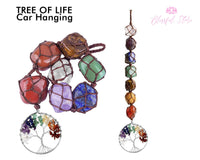 7 Chakra Tree Of Life Tumbled Gemstone Tassel Car Hanging - www.blissfulagate.com