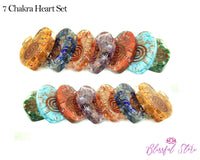 7 Chakra Orgonite Chipstones Heart Shape Reiki Stones - www.blissfulagate.com