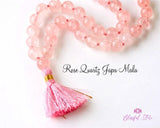 108 Beads Natural Gemstone Pure Rose Quartz Stones Japa Mala 8mm - www.blissfulagate.com