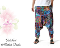 Aladdin Harem Pants Cotton Printed Pants Harem Patch Aladdin Pants Printed Harems Boho Pants Patch Aladdin Pants