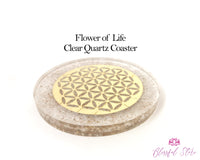 Clear Quartz Flower Of Life Crystal Water Charging Plate / Coaster - www.blissfulagate.com