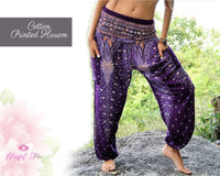 Peacock Harem Pants Cotton Feather Printed Pants Harem Aladdin Pants Printed Harems