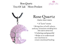 Rose Quartz Tree Of Life Moon Pendant. - www.blissfulagate.com