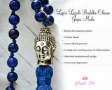 108 Beads Natural Gemstone Lapiz Lazuli with Buddha Charm Japa Mala 8mm - www.blissfulagate.com