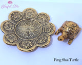 Feng Shui Glass Plate Turtle Vastu Tortoise Gold Color - www.blissfulagate.com