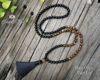 Tiger Eye Black Onyx 108 Beads Japa Mala