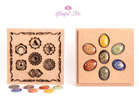 7 Chakra Reiki Stones Wooden Box Set - www.blissfulagate.com