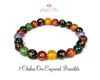 Seven Chakra Om Engraved Bracelet Strechable