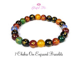 Seven Chakra Om Engraved Bracelet Strechable