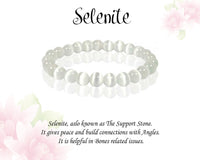 Genuine 8 mm Beads Selenite Bracelet for Luck