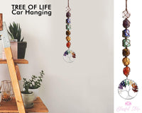 7 Chakra Tree Of Life Tumbled Gemstone Tassel Car Hanging - www.blissfulagate.com