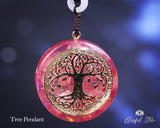 Rose Quartz Tree Of Life Orgonite Pendant - www.blissfulagate.com