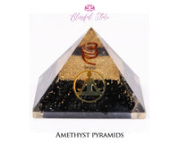 Gemstone Orgonite Pyramid with Charms - www.blissfulagate.com